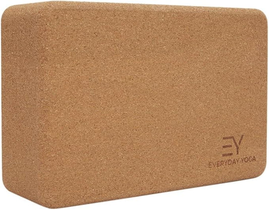 Everyday Yoga Premium Cork Block - Natural Cork, Improve Strength, Flexibility with Soft Brick Workout Handstand, (Single)