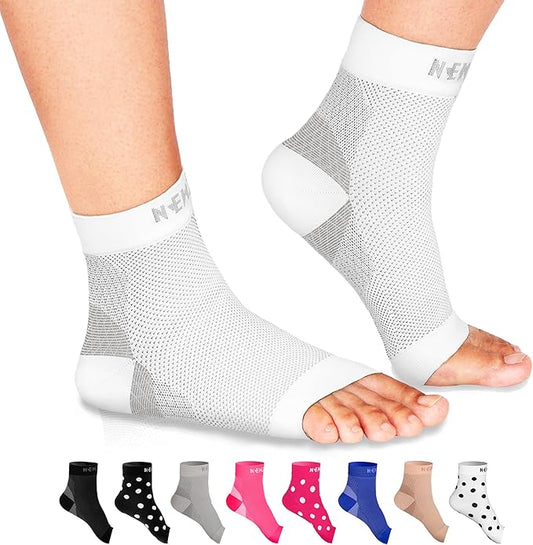 NEWZILL Plantar Fasciitis Socks with Arch Support, Best 24/7 Foot Care Compression Sleeve, Eases Swelling & Heel Spurs, Ankle Brace Support, Increases Circulation (L/XL, White)