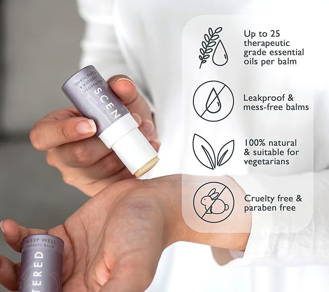 Scentered Aromatherapy Balm Gift Set - Be Kind to Yourself - Pack of 3 Balms: Sleep Well, Escape, Love - Lavender, Cedarwood, Ylang Ylang Essential Oils - Relaxing Gifts for Women