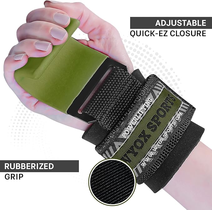 WYOX Weight Lifting Hooks for Men & Women (Pair) โ Heavy Duty Wrist Support Straps with Hooks for Deadlifts, Pull Ups, Shrugs โ Gym Lifting Straps with Grip Assist for Weightlifting & Strength Training