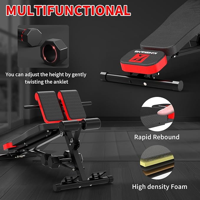K KiNGKANG Adjustable Weight Bench,Roman Chair Load 500 LBS Workout Bench for Home Gym Workout Fitness Equipment Adjusts to Decline or Flat Bench