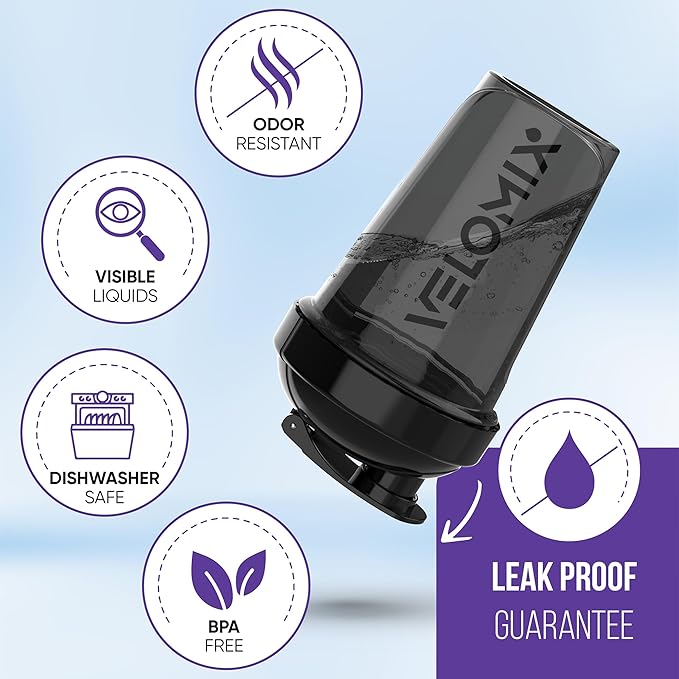 -6 PACK- Shaker Cups for Protein Shakes 20 oz - 6x Wire Whisk | Leak Proof Protein Shaker Bottle for Protein Shakes, Shaker Bottle Pack for Pre & Post Workout, Shaker Cup (ALL IN BLACK)