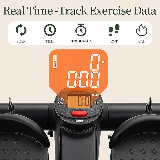 Mini Stair Steppers with Resistance Bands for Exercise at Home, Portable Exercise Twist Stepper Machine for Full Body Workout, Hydraulic Fitness Stepper with LCD Monitor,Black