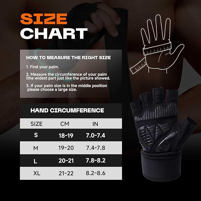 Mens Workout Gloves for Weight Lifting - Exercise Gloves for Men Women With Wrist Wrap Support, Palm Protection and Grips - Sport Daily Use