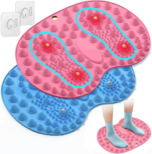 Foot Massager Mat 2PCS, Foot Reflexology Mat with Magnetic Therapy, Under Desk Mat Acupressure Mat for Feet Relaxation, Pressure Point Mat for Pain, Fatigue and Stress Relief (Blue+Purple)