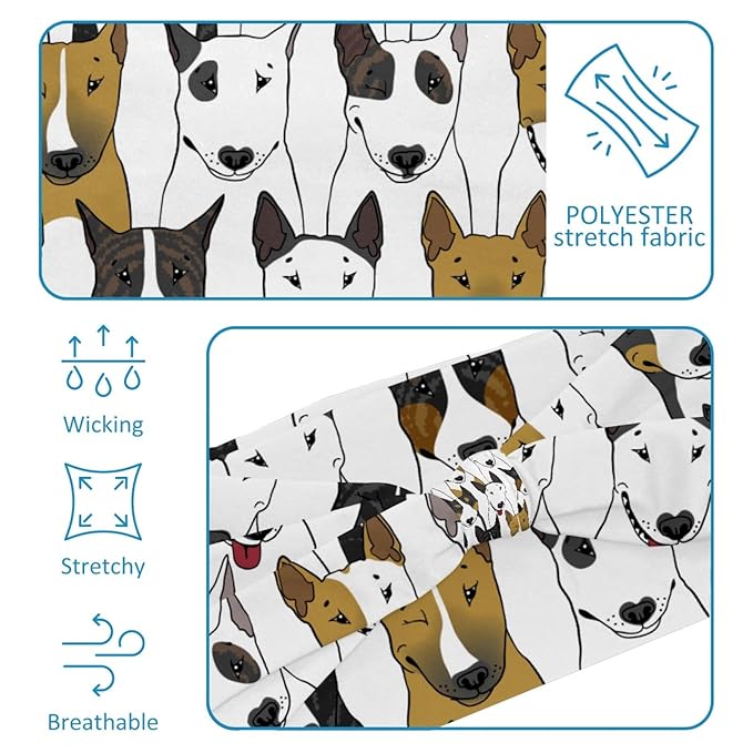 Colorful Bull Dogs Headband for Women, Fashionable Sport Hairband, Elastic Wide Headbands Non Slip Workout Yoga Sport