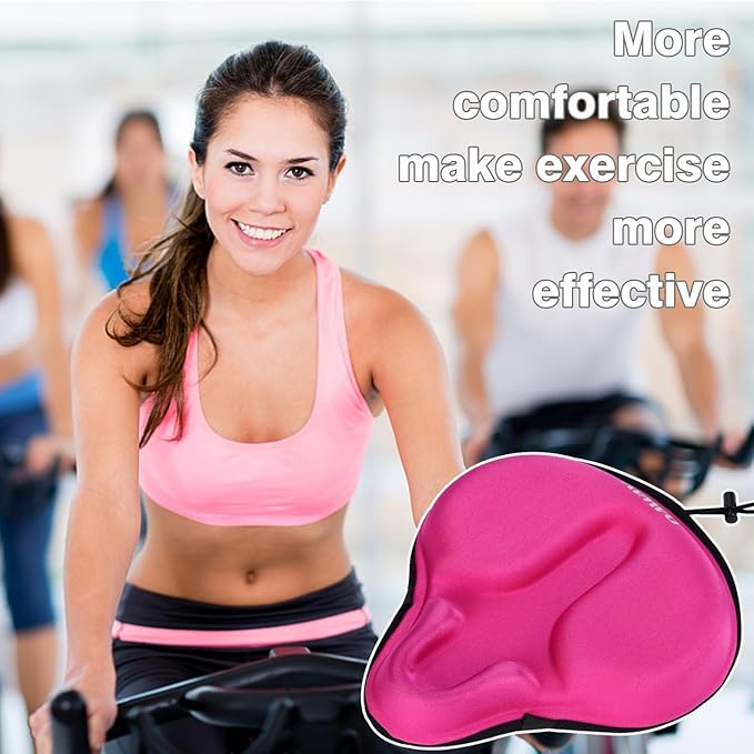 DAWAY Comfortable Bike Seat Cover - Silicone Gel & Memory Foam Padded Bike Seat Cushion for Men Women - Soft Bicycle Saddle Cover for Peloton, Stationary Exercise, Mountain Road Bikes - XL/Large/Small