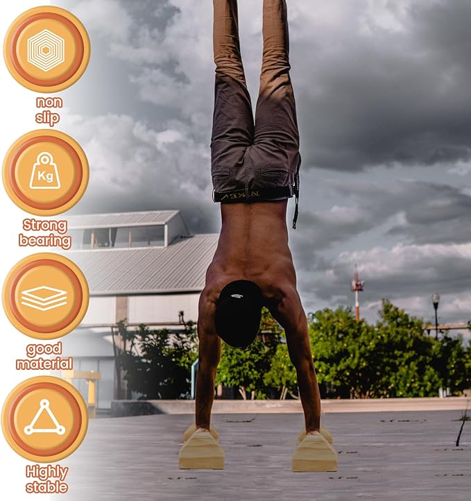 Wooden Push-up Bars, Pushup Stands, Push up Bracket, Push-Up Frame with Ergonomic Handle, Non-slip Base Home Workout Equipment, Push up Bracket Board Parallettes for Indoor Fitness Training