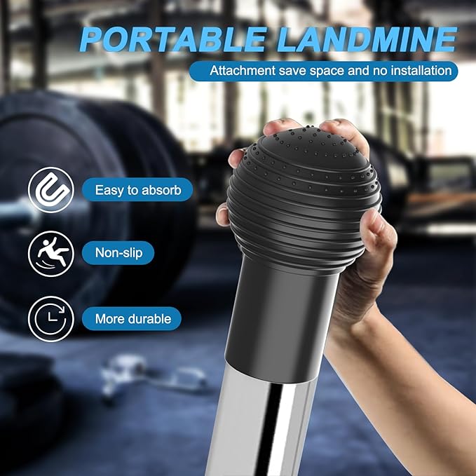 Landmine Attachment for Barbell 2 inch Olympic Bars Natural Rubber T Bar Row Attachment for Press, Row, Rotate, Split Squat Safety Sturdy and Easy to Use with 360ยฐ Rotation for Gym Home