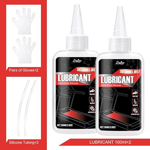 Treadmill Lubricant for Belt - 100% Pure Silicone Treadmill Oil, Fitness Equipment Lubricant, Full Belt Width Lubrication, Silicone Treadmill Lube with Soft Tubes, Easy to Apply, Noise Reduction 7oz