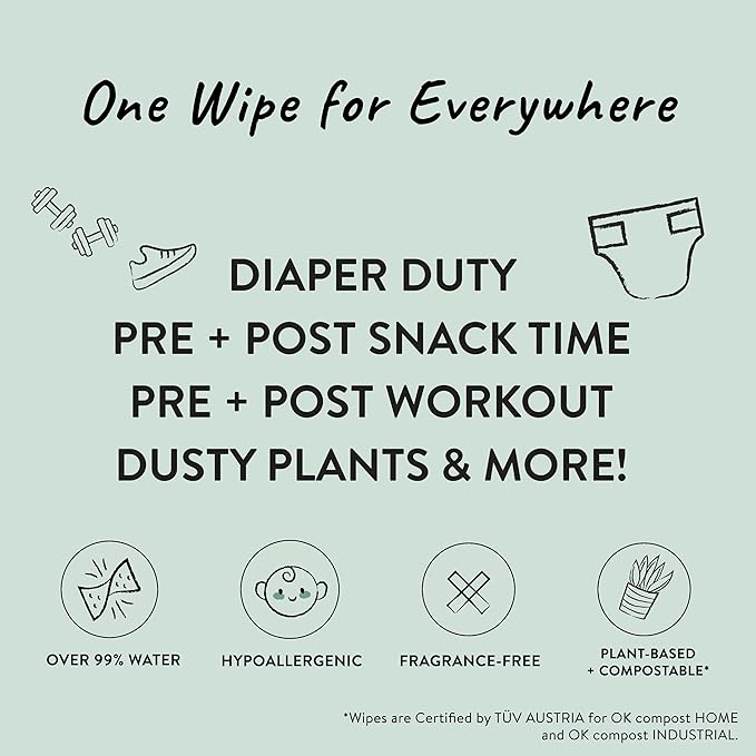The Honest Company Clean Conscious Multi-Use Wipes, Unscented Hypoallergenic Baby Wipes for Sensitive Skin, 99% Water Plant-Based Compostable Wipes, Rose Blossom, 576 Count