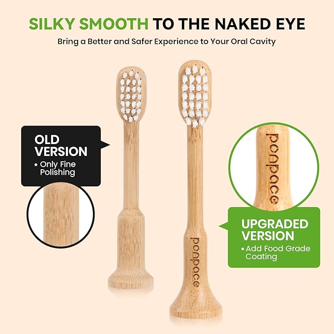 Bamboo Toothbrush Heads Compatible with AquaSonic, Extra Soft Castor-Oil Bristles for Sensitive Teeth, Eco-Friendly & Gentle Cleaning