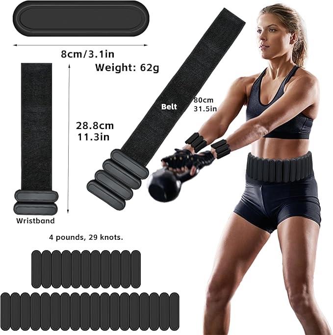 Silicone Adjustable Weighted Belt for Women & Men – DIY Weighted Walking & Exercise Belt with Removable Weights – Gym, Strength Training, Yoga, Hiking – Free Weight Adjustment for Wrist & Ankle