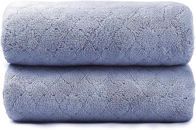 JML Microfiber Bath Towels, Oversized, Ultra Soft, Super Absorbent and Fast Drying, No Fading Large Bathroom Towel Set for Sport, Travel, Fitness, SPA and Yoga (Coral Fleece - Blue, 30 in x 60 in)