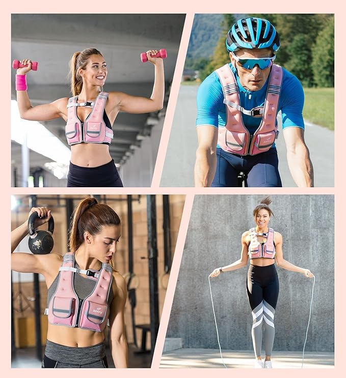 Adjustable Weighted Vest Woman 5-12lb/9-16lb/17-24lb/23-30lb Weight Vest with Reflective Stripe, Zipper Rucking Running Vests for Women Men Workout Walking Strength Training Weight Loss Fitness Weightlifting