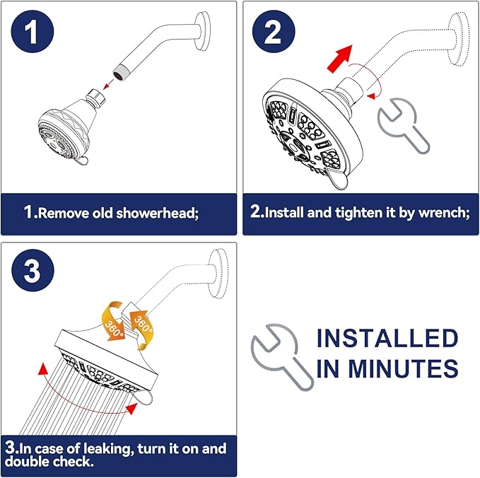 HOPOPRO Upgraded 9 Settings High Pressure Shower Head, NBC News Recommended Brand Fixed Showerhead Bathroom Showerhead Multi-functional Rainfall Showerhead for Low Water Flow (Matte Black)