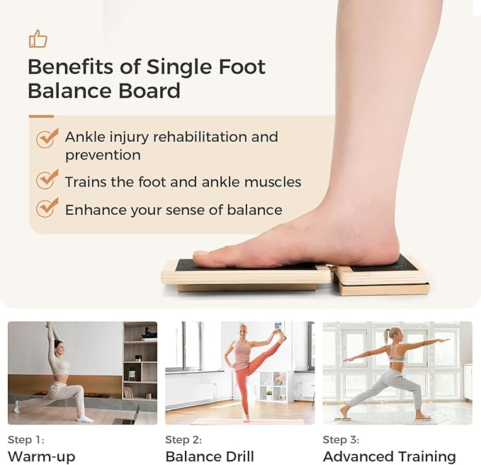 Ankle Foot Strengthener Exerciser for Sprained, Single Leg Balance Board for Physical Therapy, Plantar Fasciitis, Posture Correction and Balance Training,Including Detailed Instruction Manual