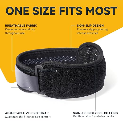 Patellar Tendon Support Strap, Adjustable Knee Support Strap Patella Band for Tendonitis, Sports, Workouts & Daily Knee Pain Relief for Men Women, Standard Fit (Fits Most) M/L, 2 Pack