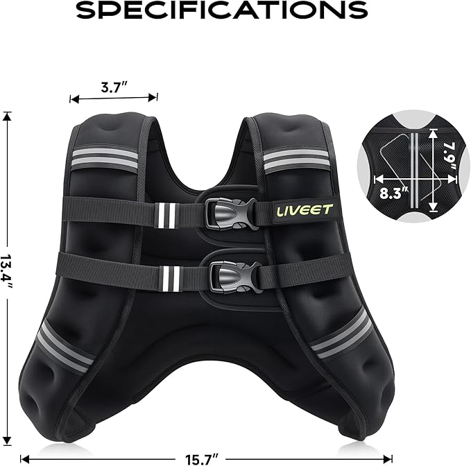 Weighted Vest Women with Pocket, SGS Certified Weighted Vest for Men, 5 10 15 20 25 30 lb Weight Vest with Reflective Strips Adjustable Buckle Straps for Walking Running Strength Training Cardio Workout