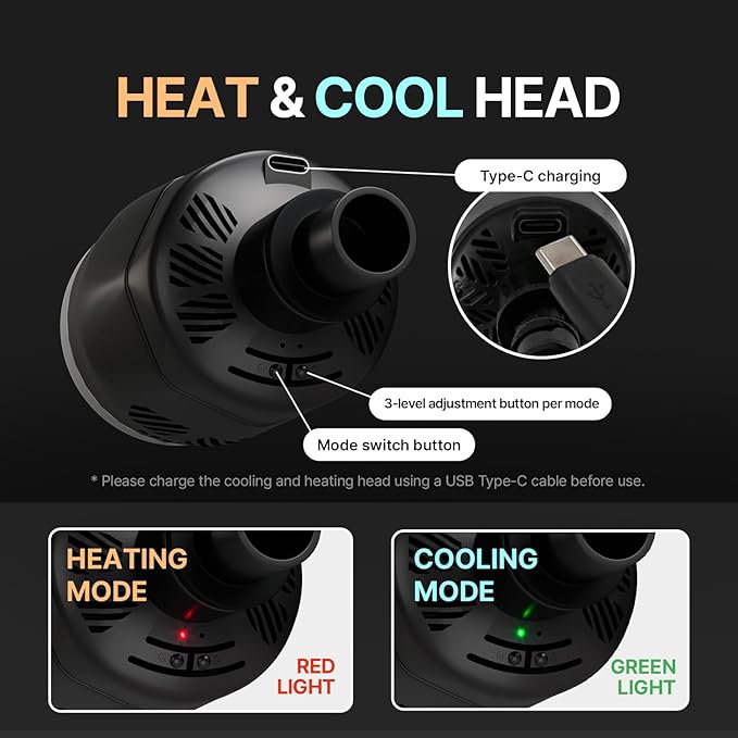 HuBDIC HubiCare Heat and Cool Massage Gun with Upgraded Extension Handle, Percussion Massage Gun Deep Tissue, Muscle Back Massagers Handheld, Portable for Pain Relief, LED Display