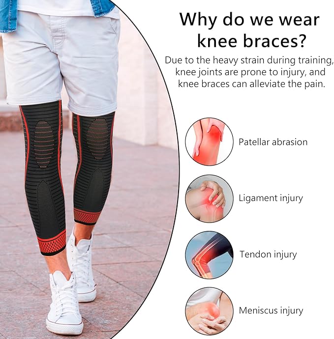 Full Leg Compression Sleeves 2 Pack Long Knee Support for Men and Women for ACJ, Meniscus Tear, Arthritis