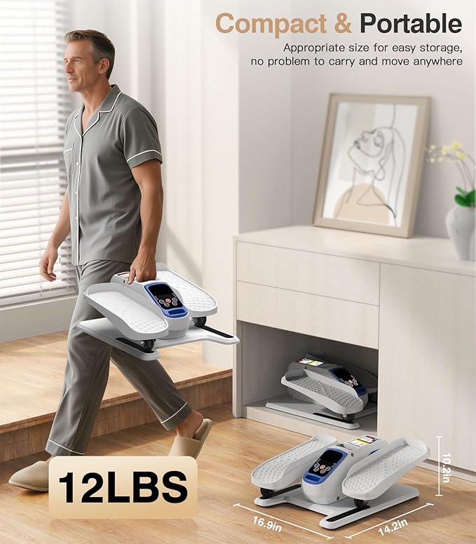 Under Desk Elliptical Machine,Ellipse Leg Exerciser Electric with Remoter,12 Manual Adjustable Speed and 3 Automatic Speed,Portable Seated Pedal Exerciser for Seniors,Adults,Home,Office