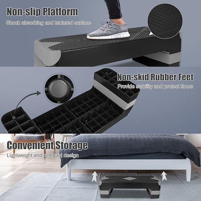 Adjustabl Aerobic Stepper Fitness Step Platform Health Workout for Sports Training