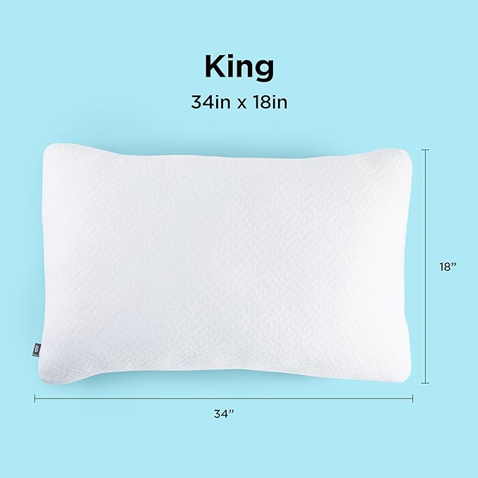 Brookstone TempSense Down Alternative Pillow Set - King Size Bed Pillows for Adults, Comfortable and Supportive Bedroom Pillows for Bed, Ideal for All Sleep Positions - 2 Pack, White