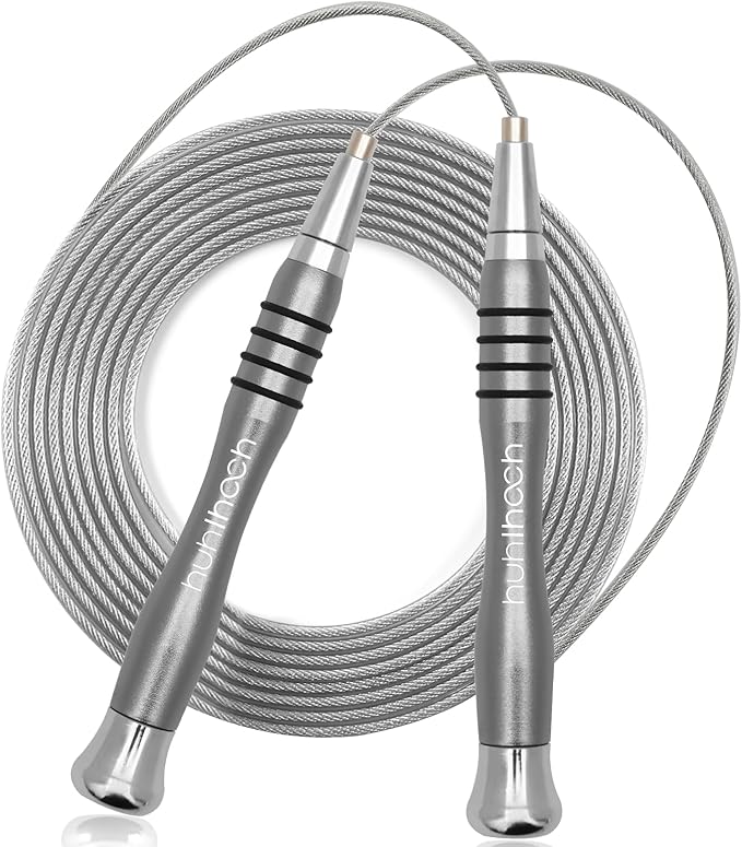 High Speed Jump Rope - Self-Locking No-Screw Design, Weighted Jump Rope, 360° Fast Rotation, Silicone Textured Design, Non-Slip, Includes 2 Speed Ropes Cables for Optimal Fitness Training & More - CrossFit Jump Rope.