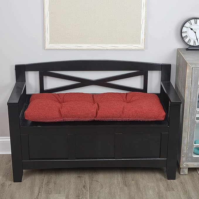 Klear Vu The Gripper Omega Non-Slip Tufted Bench Cushion for Indoor Furniture, Entryway Storage, Bay Window, 27 Inches, Solid Flame