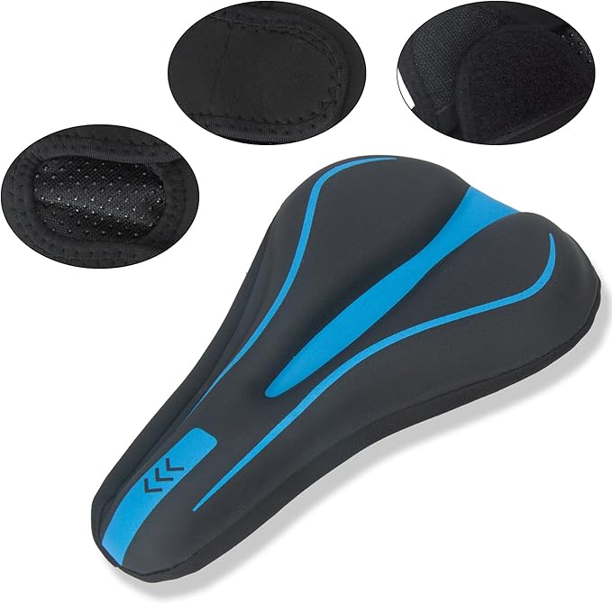Bike Seat Cover Bicycle Saddle Cushion,Gel Padded Bike Seat Cover for Men Women,Bike Seat Cushion Fit for Stationary,Exercise,Road,Mountain Bike