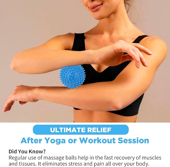 Massage Ball Set for Trigger Point Release - Peanut, Spiky & Lacrosse Balls - Deep Tissue Massage Therapy - Set of 4 (Blue)