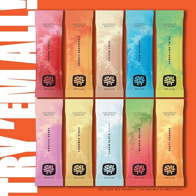 Keto Chow SALTT Electrolytes Powder Packets, Red White & Bam (30 Hydration Packs) - Magnesium, Potassium, Sodium, Trace Minerals - Vegan, Sugar Free, Gluten Free - Travel Essentials - Made in USA