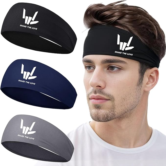 3pcs Sweat Bands Headbands Men Sport Headbands for Men Sweatbands Workout Headbands Women Cooling Skull Running Head Sweat Bands