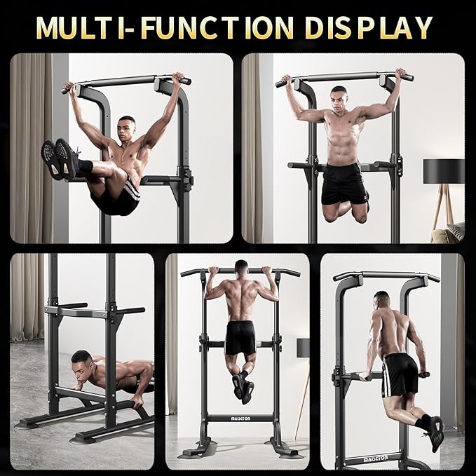 Power Tower Pull Up Bar and Dip Station, Multi-Function Home Gym, Strength Training Fitness Equipment, Height Adjustable