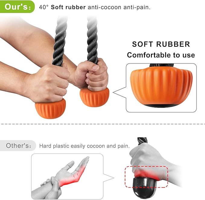 SELEWARE Triceps LAT Pulldown Attachments Home Gym Workout Accessories with Non-Slip Soft Rubber Grip Cable Machine Attachments Triceps Rope Double D Row Handle Pull Down Bar Straight Bar Exercise