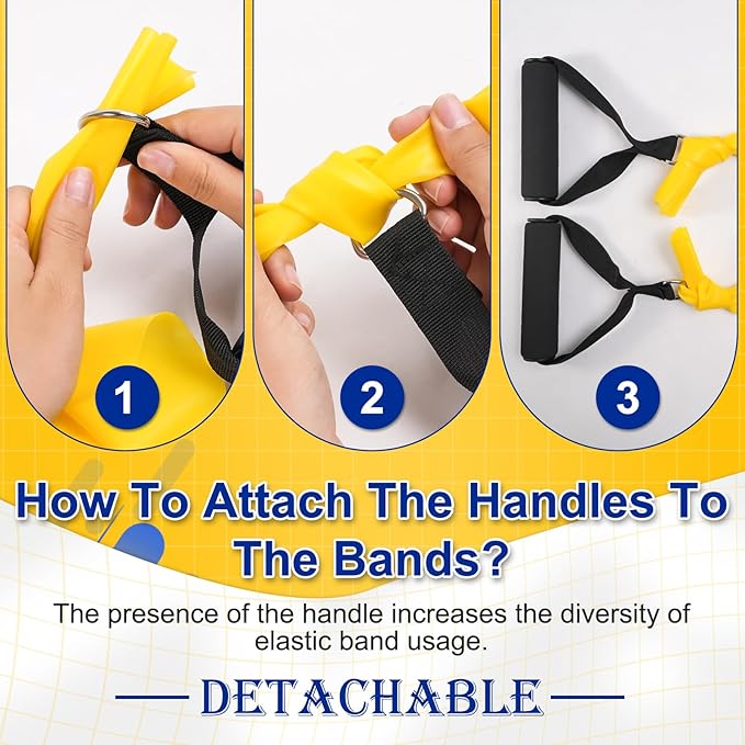 Resistance Exercise Band, Workout Bands with Handles, Stretch Band for Women, Seniors Gifts and Elderly Therapy, Recovery, Home Exercise,2pcs