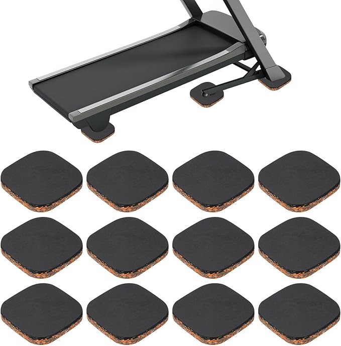 PATIKIL 12 Pcs Treadmill Mat Pads, 4x4x0.6 High Density Foam Anti Vibration Pad Sound Proof Floor Mat Exercise Equipment Mat for Carpet Protect Noise Reduction Home Gym, Black