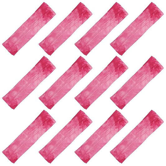Kenz Laurenz Soft and Stretchy Elastic Cotton Headbands, Pack of 12, Pink Tie Dye