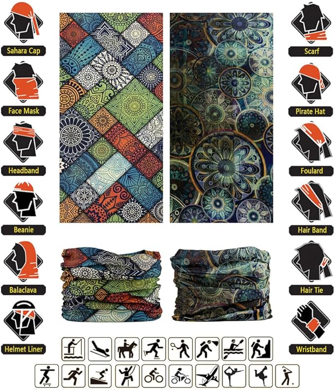 Headband Neck Gaiter Head Wrap Headwear Face Mask Magic Scarf Bandana for Men and Women