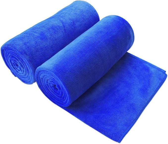 JML Microfiber Bath Towels, Bathroom Towel Set 2 Pack (30" x 60") - Extra Large, Soft and Absorbent, Quick Dry, Use for Body, Hair Wrap, SPA, Fitness, Sport, Yoga, Dark Blue