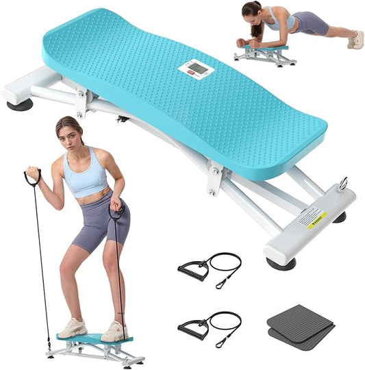 HOTSWEAT Balance Board, Ski Balancing Machine with Resistance Bands, Slide Stepper Stimulated Ski with 300 LBS Weight Capacity, Portable Balance Trainer for Full Body Workout