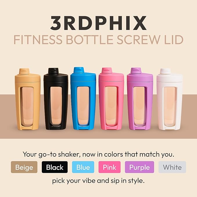 Odor-Free Fitness Bottle with Screw Lid – Round Shape, Leakproof, Eco-Friendly, Reusable Protein Shaker & Smoothie Bottle – Black, Blue, Pink, Beige, White, Purple (White, Pack Of 2)