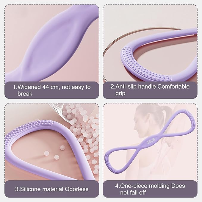 Luminous Resistance Bands, 8 Shaped Exercise Bands, with Handles Band for Arms, Back, Shoulder Stretch, Resistance Bands Women Men, Gift for Yoga Lover/Beginner, Not Break