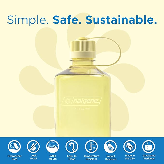 Nalgene Leak Proof Tritan BPA-Free Water Bottle - 32 oz Narrow Mouth - Made in the USA for Outdoor Use & Daily Hydration (Butter)