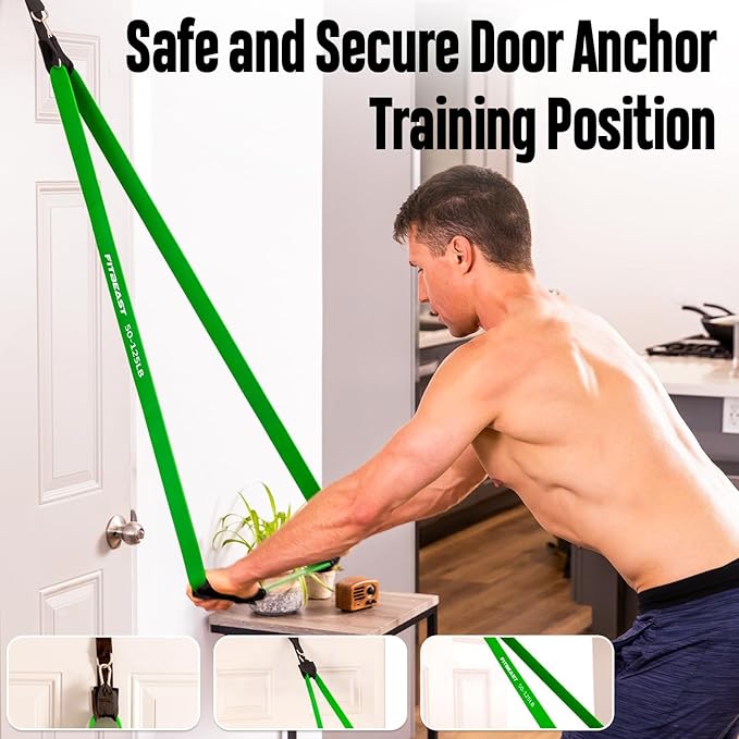 FitBeast Resistance Bands Set, 6 Different Levels, Pull Up Assist Bands for Strength Training, Crossfit, Powerlifting, Muscle Toning, Yoga, Mobility Exercises, Rehabilitation, Full-Body Workout