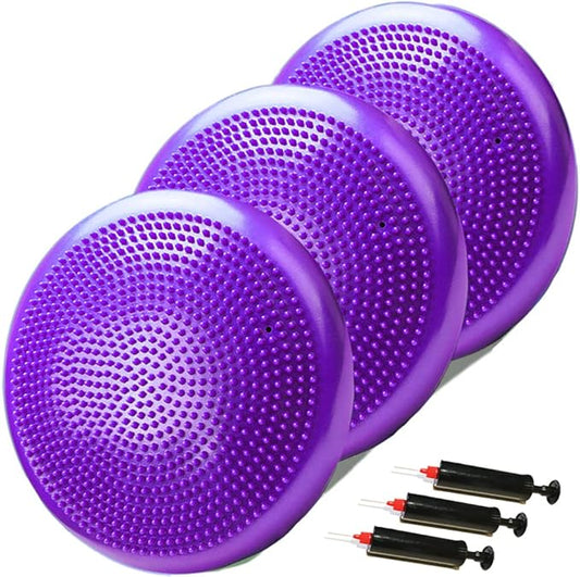NEISHNG 3-Pack Stability Wobble Cushions with Hand Pumps, Kids Sensory Wiggle Seat for Classroom, Core Trainer Balance Disc for Gym and Home Workout (5 Color)