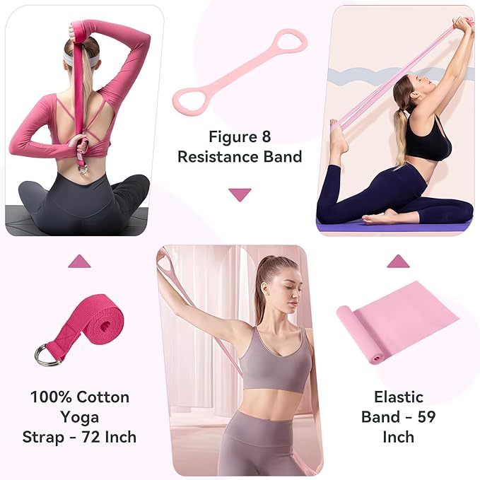 HASHMUST Pilates Ring Kit 12 PCS for Women, Home Workout Equipment with Magic Circle, Mini Exercise Ball, Resistance Bands, Massage Lacrosse, Yoga Strap, Full-Body Fitness Set for Toning & Gift