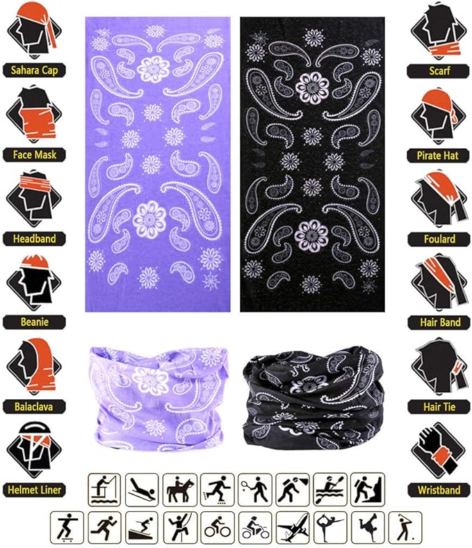 Headband Neck Gaiter Head Wrap Headwear Face Mask Magic Scarf Bandana for Men and Women
