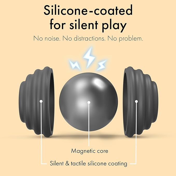 ONO Signets – Silicone Magnetic Balls with Textured Dimples, Bumps, and Waves | Fun to Play with Fidget Toy for Adults | Help Relieve Stress, Anxiety, Tension (Graphite, Set of 4)